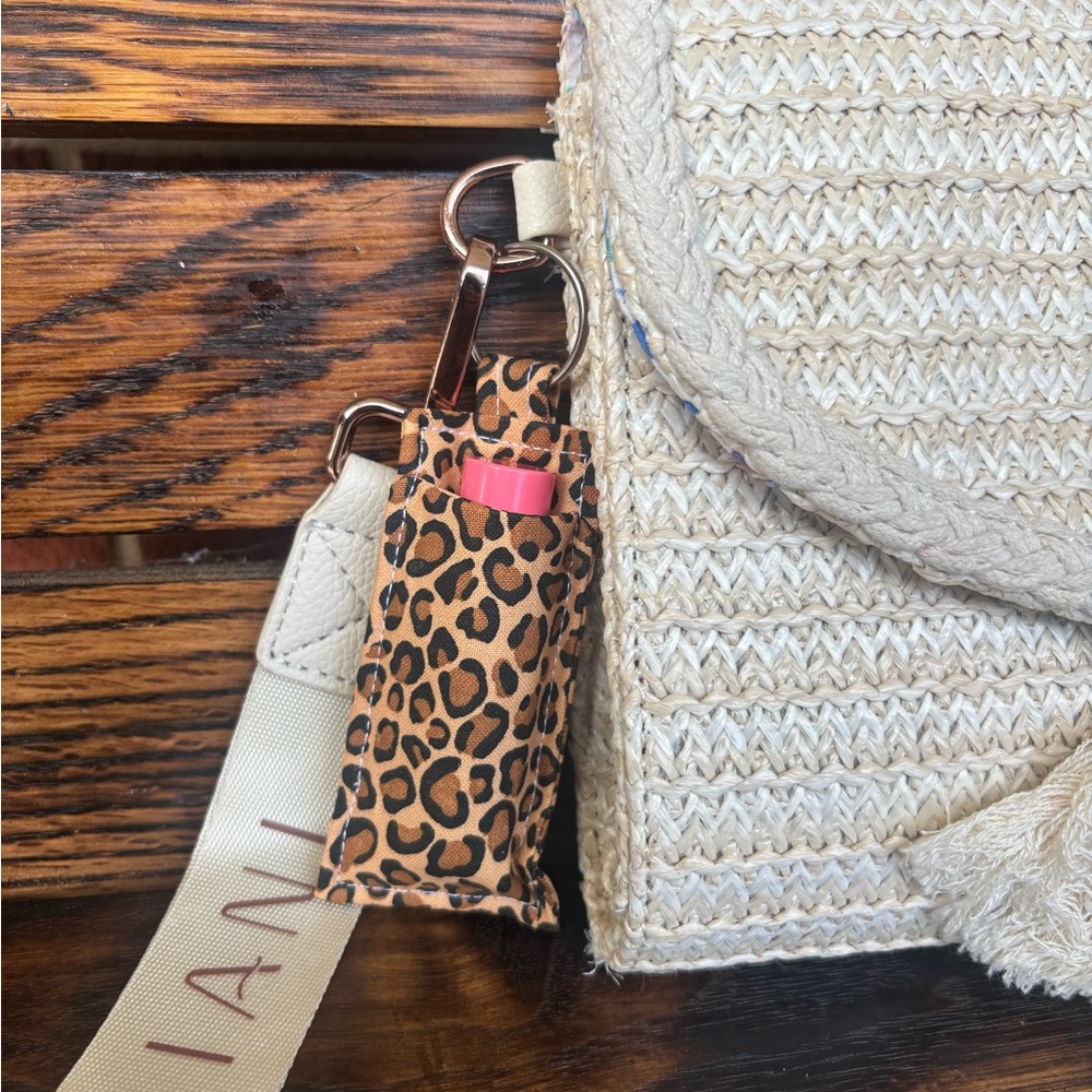 Animal Print keychain chapstick holder